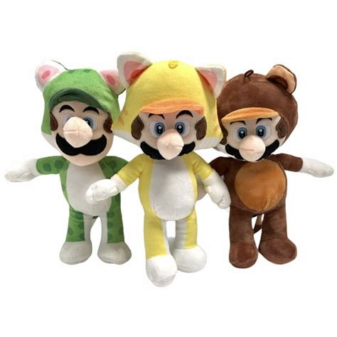 Super Mario Tanooki Mario Cat Mario And Cat Luigi 12 Inch Stuffed Plush