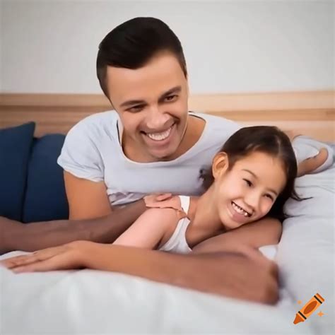 Father And Daughter Bonding On A Bed