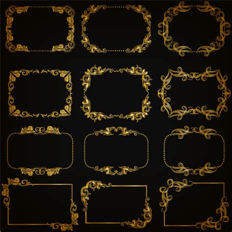 Gold Frame Shiny Vector Set Vectors Graphic Art Designs In Editable Ai Eps Svg Format Free