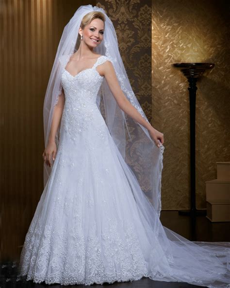 Bridal dresses bride wedding dress long sleeve wedding dresses wedding attire wedding dresses lace modest wedding dresses modest. With Long Veil 2016 Sexy Bride Dress Elegant A Line White ...