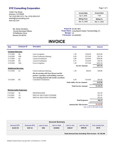 Hourly Invoice Template Pdf Pdf Template