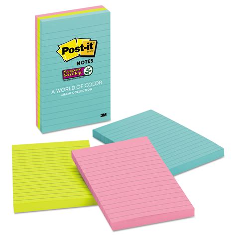 Self Stick Notes Office Home Lined Sticky Notes 6 Pads Horizontal 3 X 4