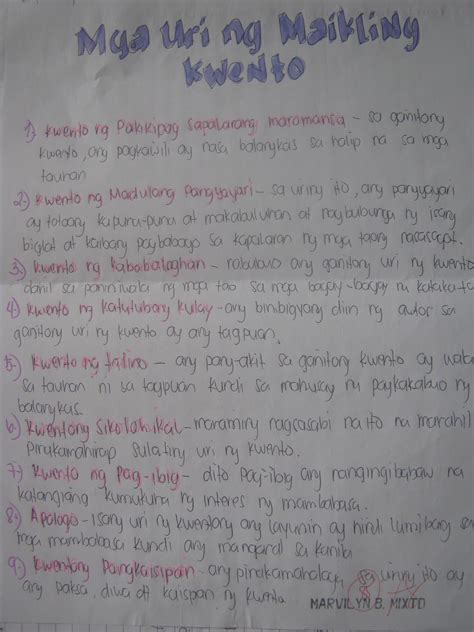 Mga Uri Ng Maikling Kwento Aralin Sa Grade 9 Filipino Otosection Kisah
