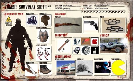 My Zombie Survival Sheet