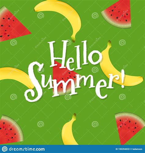 Summer Poster With Banana And Watermelon Stock Vector Illustration Of