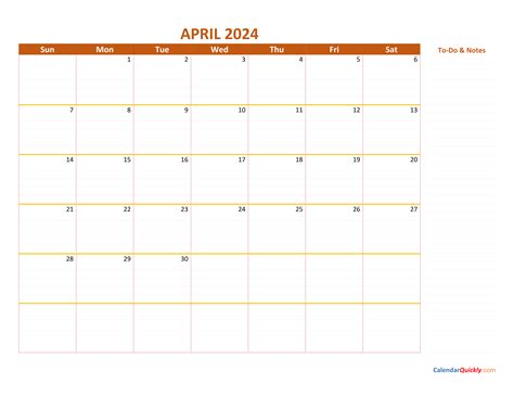 April 2024 Calendar | Calendar Quickly