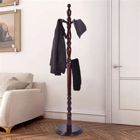 Giantex 2 Tier Wood Hat Coat Rack Hanger Tree Stand Hallway Entry Home