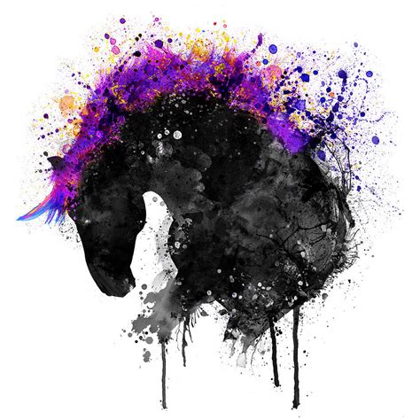 Move the board around to help the paint spread. Horse Head Watercolor Silhouette Painting by Marian Voicu