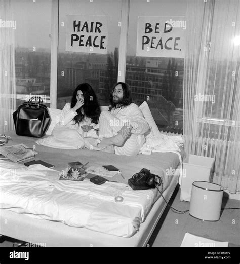 Pictured On Their Honeymoon Bed Newly Weds John Lennon And Yoko
