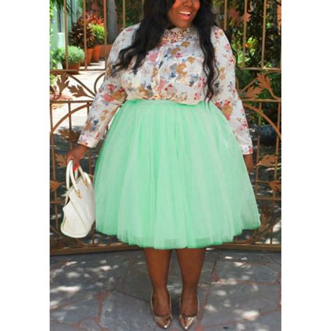 Mint Green Grenadine Pleated Fluffy Puffy Tulle Plus Size Homecoming