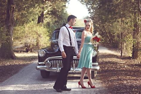 Vintage Car In Retro Styled Engagement Shoot Wedding Limo Service Wedding Loans Wedding Car