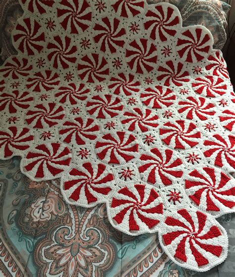Red Heart Peppermint Throw Crochet Patterns Pattern Peppermint