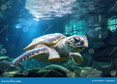 Turtle Swimming In A Newly Set Up Tank Stock Image Image Of