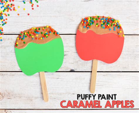 Puffy Paint Caramel Apple Craft For Kids Apple Crafts Preschool