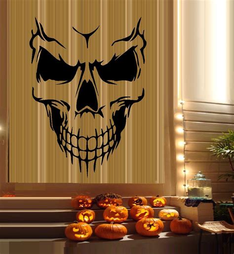Scary Skeleton Face 6 Wall Or Window Decal Halloween By