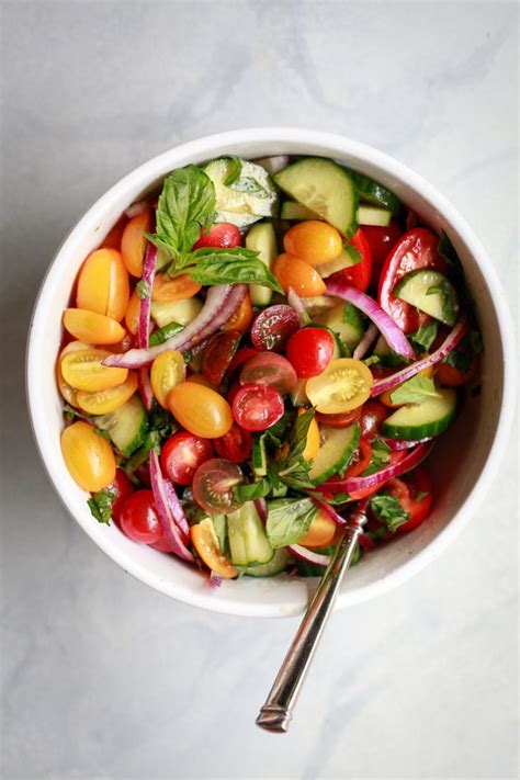 Fresh Cucumber Tomato Onion Salad With Oil Free Balsamic Dressing
