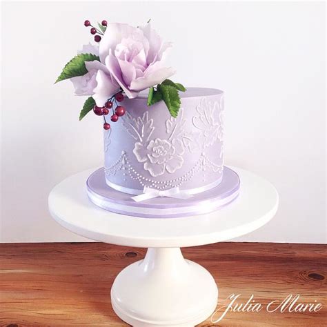 Brush Embroidery Lilac Cake Decorated Cake By Julia Cakesdecor