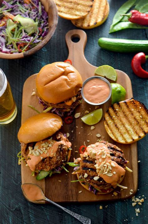 Thai Curry Turkey Burgers With Spicy Mayo And Coconut Lime Slaw Host