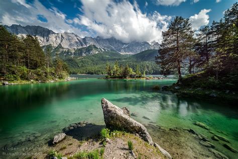 Eibsee Is A Lake In Bavaria Germany At The Base Of The Zugspitze