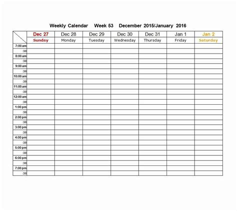 10 Week Calendar Template Excel Template Guru