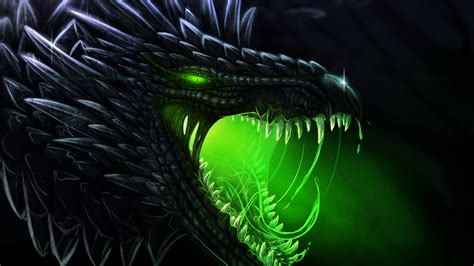 Fantasy Black Dragon Closeup Photo With Mouth Open Hd Dreamy Wallpapers