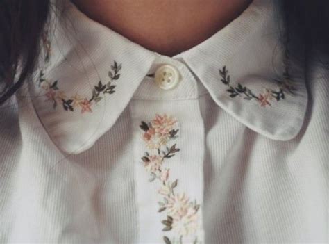 Blouse Collar Flowers Floral Broderies Bottoms White Kitchie Vintage