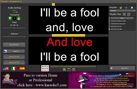 Various versions differ in a set of codecs. Download Karaoke 5 - Lite Freeware 1.0