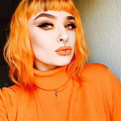hair color orange vivid hair color diy hair color hair inspo color face piercings lip