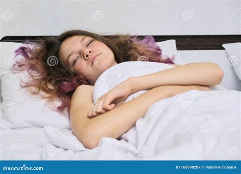 Teen Girl Sleeping At Home In Bed Stock Image Image Of Background