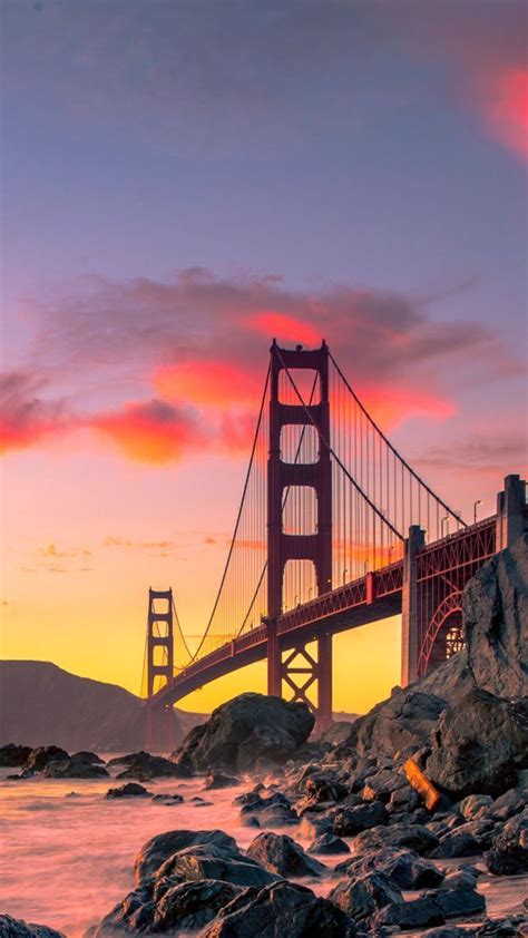 Golden Gate Bridge San Francisco Usa Autumn 4k Vertical San