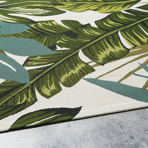 Orientalischer teppich teppiche modern ebay dekoideen für die wohnung. Outdoor-Teppich, weiß, bedruckt mit grünen Blattmotiven ...