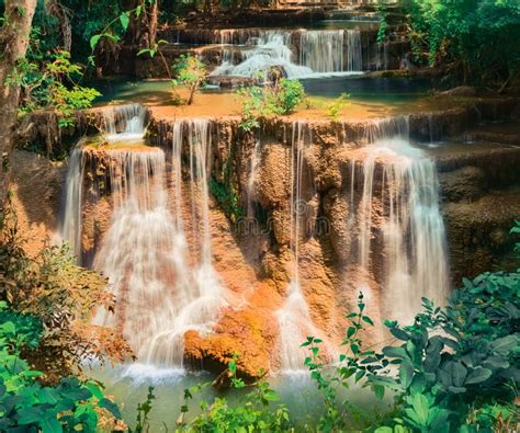 Beautiful Waterfall Huai Mae Khamin Thailand Stock Photo Image Of