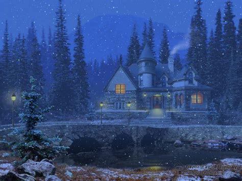 Snowy Cottage Screensaver Freeze