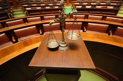 Decorative Scales Of Justice In The Courtroom Stock Photo Image Of
