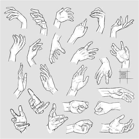 Hand Gestures Drawn In Black And White On A Gray Background