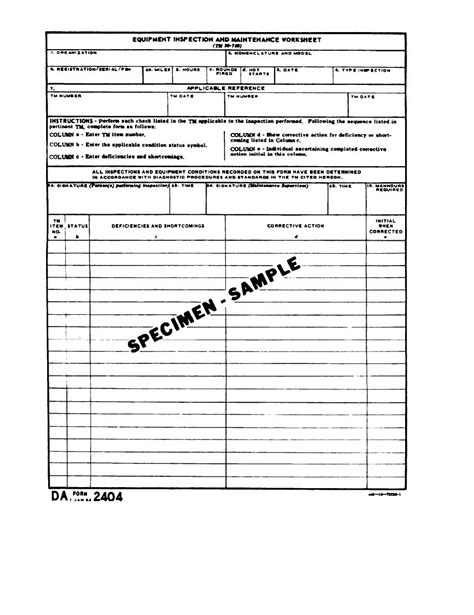 Figure 8 1 Equipment Inspection And Maintenance Worksheet Da Form 2404