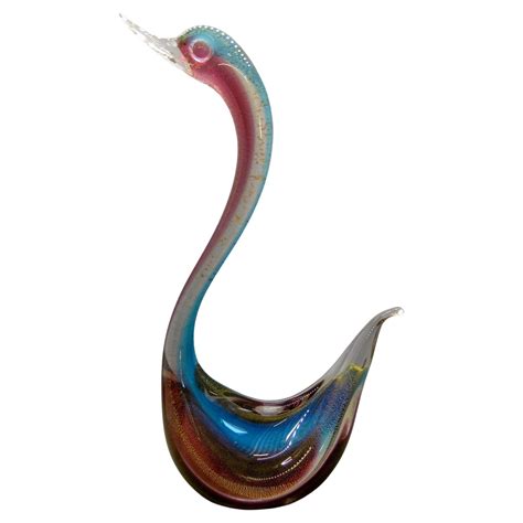 Murano Art Glass Silver Flecked Swan Figurine By Formia Italy 1960s For Sale At 1stdibs