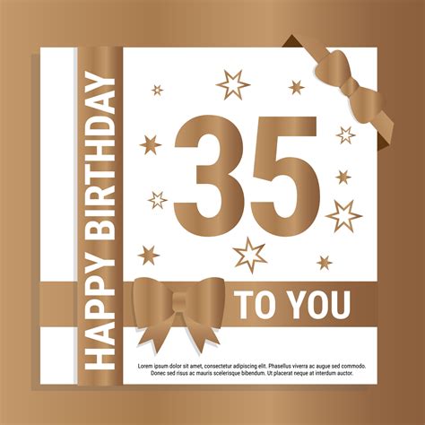 Happy 35th Birthday Gold Numerals And Glittering Gold Ribbons Festive