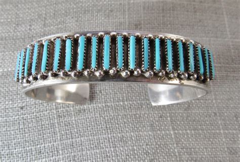 Stunning Vintage Zuni Petit Point Needlepoint Handcut Sterling Silver