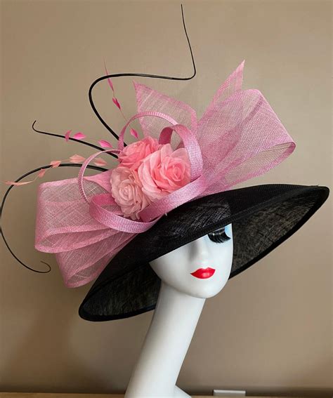 Blackpink Wide Brim Church Carriage Kentucky Derby Hat With Etsy