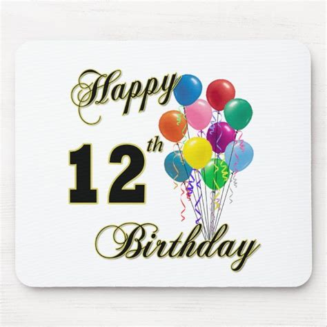 Happy 12th Birthday Ts And Birthday Apparel Mouse Pad
