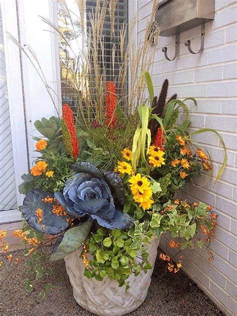 Once established, they require little maintenance; Great fall flower pot mixing grasses, perennials, and fall ...