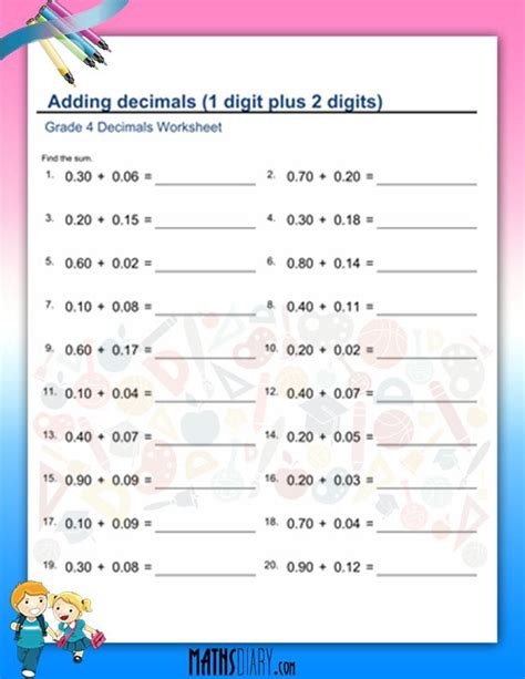 Decimals Grade 4 Math Worksheets