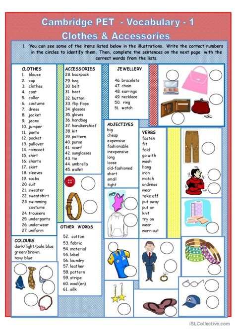 Cambridge Pet Vocabulary 1 English Esl Worksheets Pdf And Doc