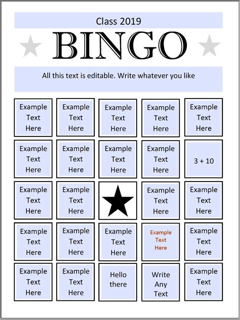 Editable Bingo Card Template Master Template