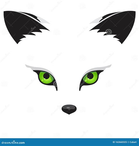 Stylized White Fox With Green Eyes Isolated From The Background Stock