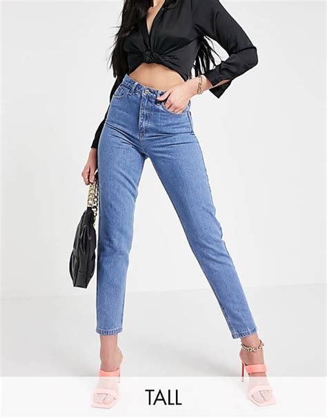 Missguided Tall Riot High Waisted Plain Rigid Mom Jean In Blue Asos