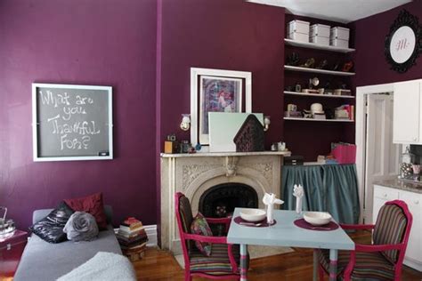 Discover bedroom ideas and design inspiration from a variety of bedrooms, including color, decor and theme options. Shade of plum for walls in a tiny New York apartment