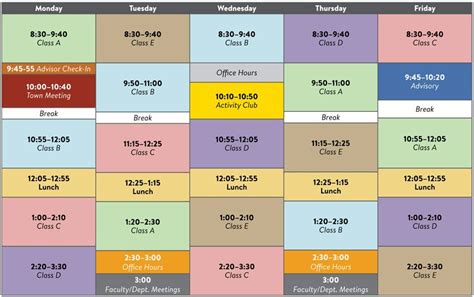 Sample High School Class Schedules Class