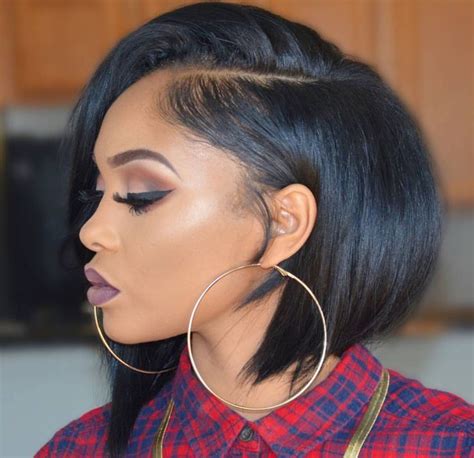Blunt lob cut slick back 33 Stunning Hairstyles for Black Hair 2021 - Pretty Designs